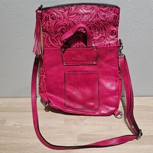 Patricia Nash Women's Pink Leather Embossed Crossbody Bag 11x12 New Without Tags
